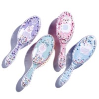 Bing-bling glitter cute dinosaur detangling brush wet hair detangler brush for kids with pvc box